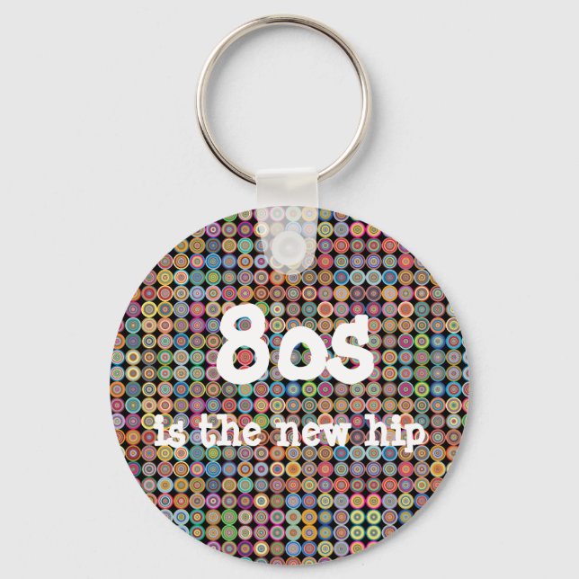 80s Funky Stylish Sophisticated Fancy Pattern Key Ring (Front)