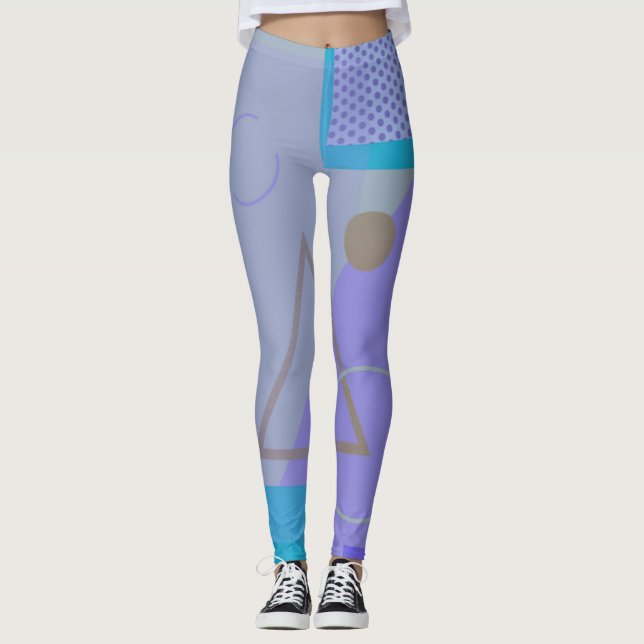 80s geometric funky retro memphis leggings  (Front)