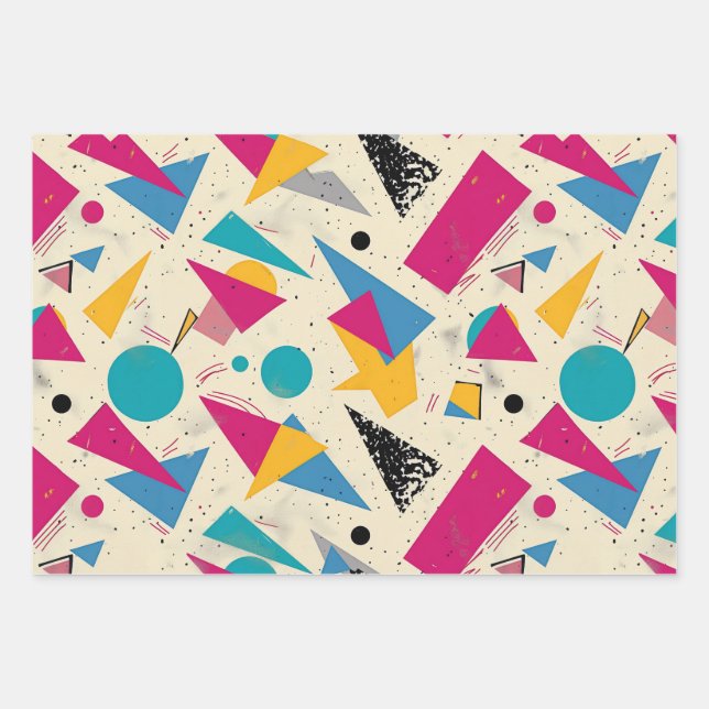 80s Geometric Pattern Wrapping Paper Sheet (Front)