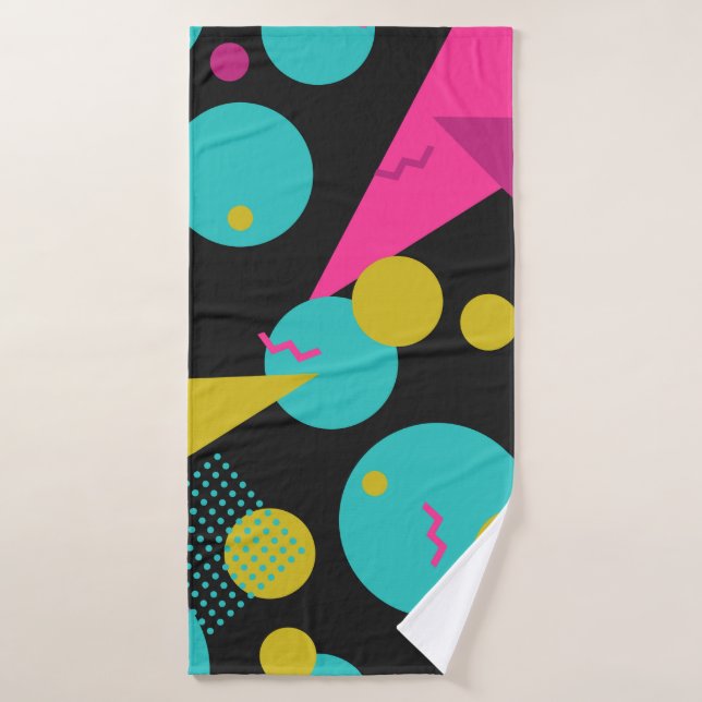 80s geometric seamless pattern with memphis elemen bath towel (Bath Towel)