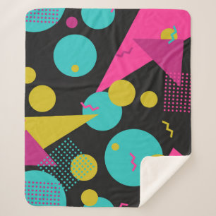 80s geometric seamless pattern with memphis elemen sherpa blanket