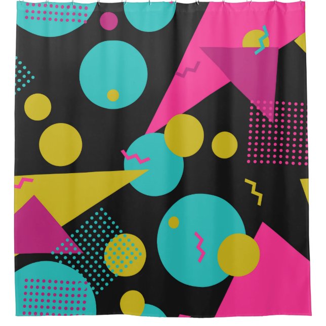 80s geometric seamless pattern with memphis elemen shower curtain (Front)