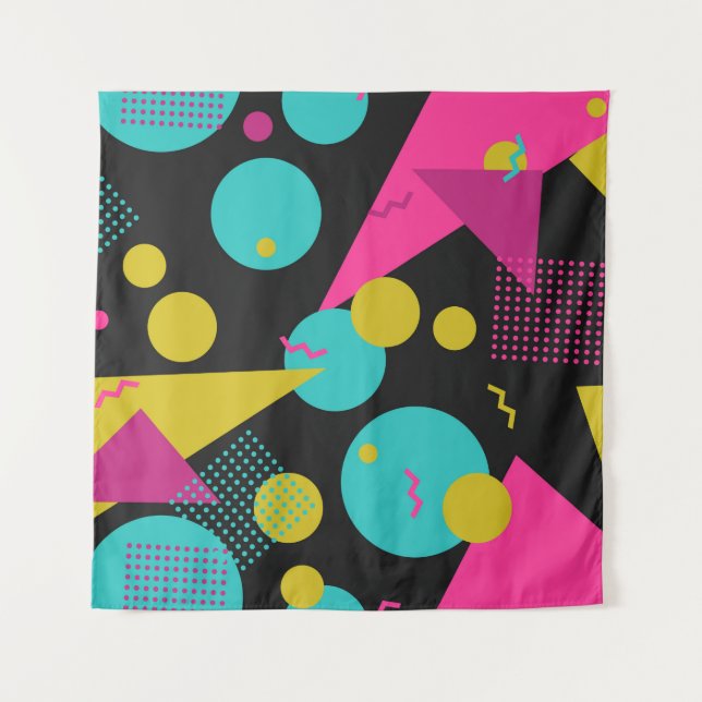80s geometric seamless pattern with memphis elemen tapestry (Front)