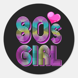 80's Girl Birthday Party Costume Retro Vintage Classic Round Sticker