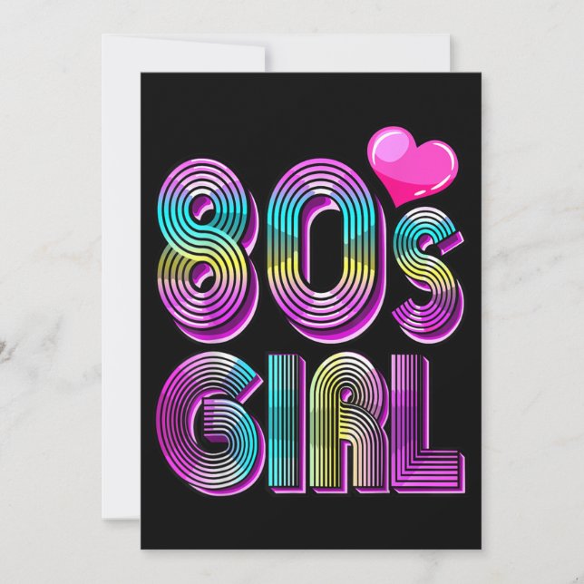 80's Girl Birthday Party Costume Retro Vintage Invitation (Front)