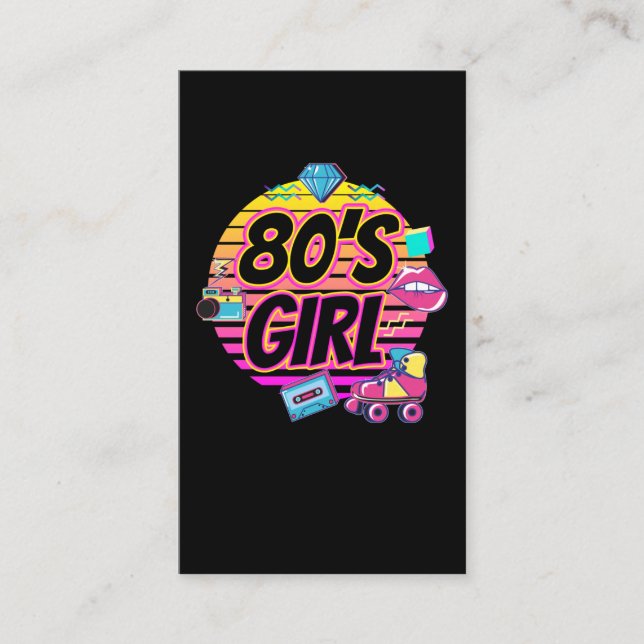 80s Girl Radio Roller Skating Disco 1980s Music Business Card (Front)