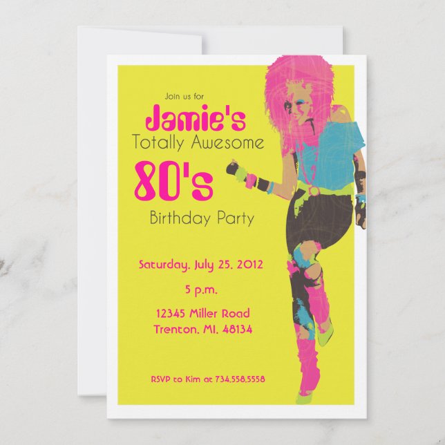 80's Glam Girl Invitation (Front)