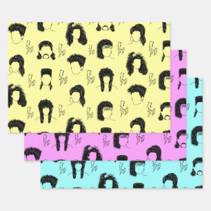 80s Hairstyles Wrapping Paper Sheet