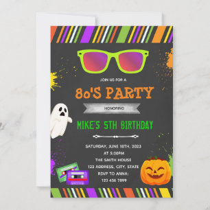 80s halloween birthday party invitation