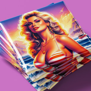80s Hot Beach Pin-up Magnet