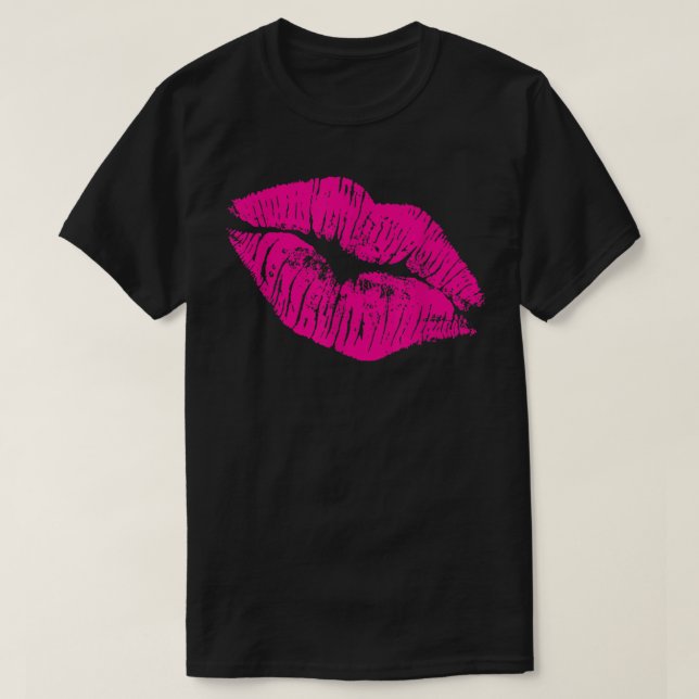 80s Hot Pink Lips T-Shirt (Design Front)