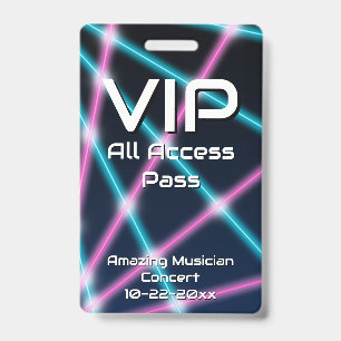 80s Laser VIP All Access Custom Concert Badge ID Badge