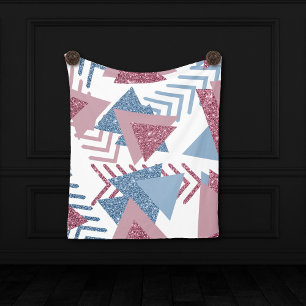 80s Lunar Abstract Dusty Mauve Pink and Blue Fleece Blanket