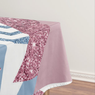 80s Lunar Abstract   Dusty Mauve Pink and Blue Tablecloth