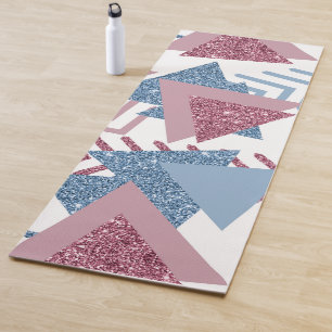 80s Lunar Abstract   Dusty Mauve Pink and Blue Yoga Mat