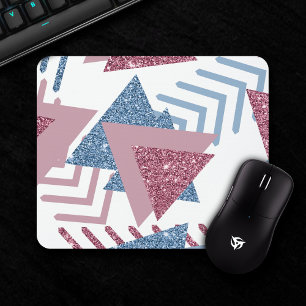 80s Lunar Abstract Dusty Pink and Blue Custom Mo Mouse Mat