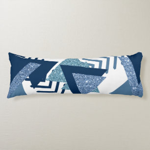80s Luxe Abstract   Turquoise and Navy Blue Shapes Body Cushion