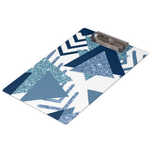80s Luxe Abstract   Turquoise and Navy Blue Shapes Clipboard