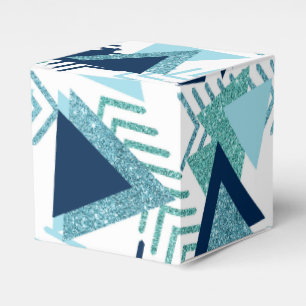 80s Luxe Abstract   Turquoise and Navy Blue Shapes Favour Box