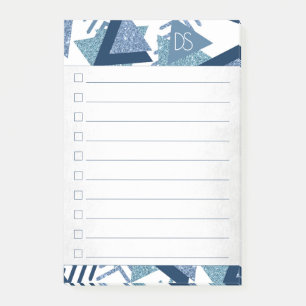 80s Luxe Abstract Turquoise and Navy Checklist Post-it Notes