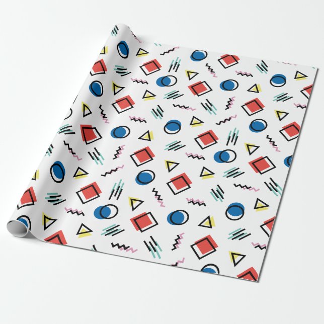 80's Memphis Abstract Style Wrapping Paper (Unrolled)