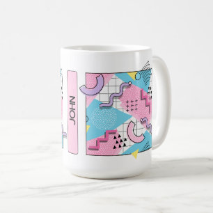 80's Memphis Active Pink Light Blue Coffee Mug