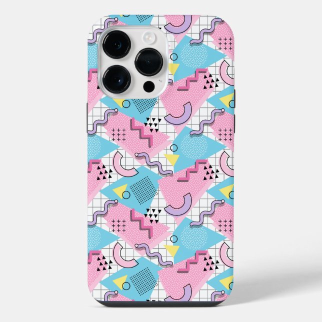 80's Memphis Active Pink Light Blue iPhone Case (Back)