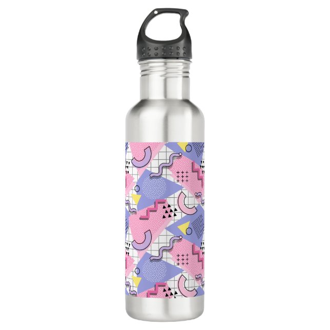 80's Memphis Active Pink Lilac 710 Ml Water Bottle (Front)