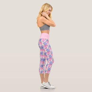 80's Memphis Active Pink Lilac Capri Leggings
