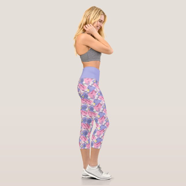 80's Memphis Active Pink Lilac Capri Leggings (Right)