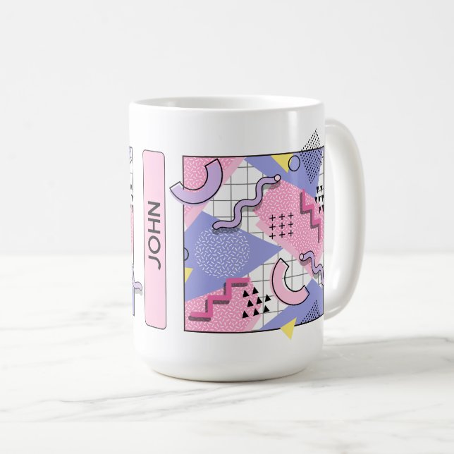 80's Memphis Active Pink Lilac Coffee Mug (Front Right)