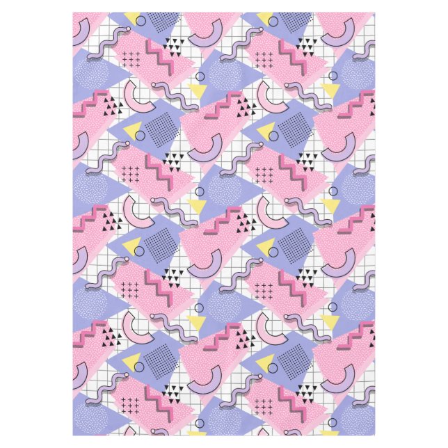 80's Memphis Active Pink Lilac Tablecloth (Front)
