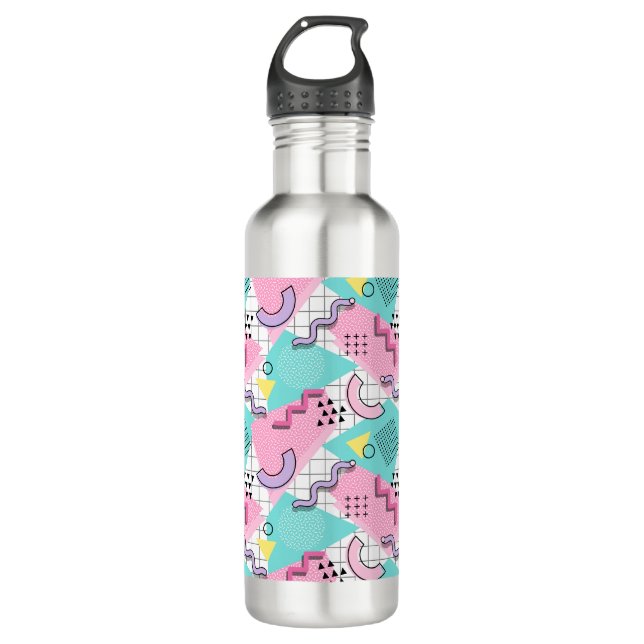 80's Memphis Active Pink Turquoise 710 Ml Water Bottle (Front)