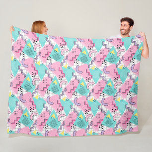 80's Memphis Active Pink Turquoise Fleece Blanket