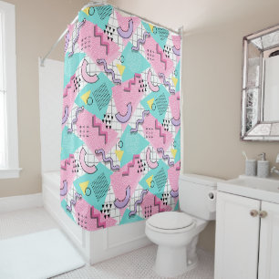 80's Memphis Active Pink Turquoise Shower Curtain