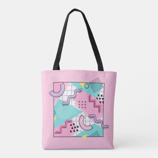 80's Memphis Active Pink Turquoise Tote Bag (Back)