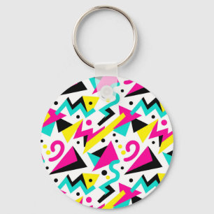 80s Memphis Geometric Pattern Key Ring