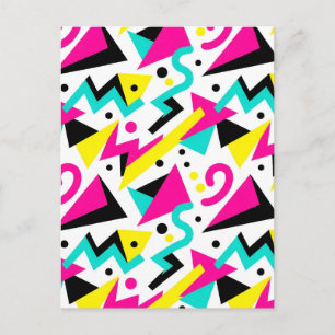 80s Memphis Geometric Pattern Postcard