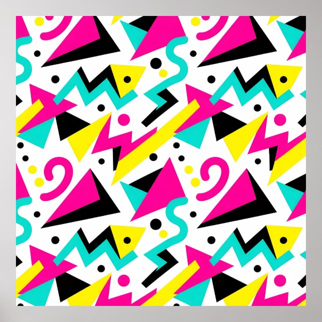 80s Memphis Geometric Pattern Poster (Front)