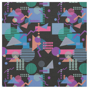 80s Memphis style Black print Geo Fabric