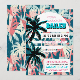 80s Miami Birthday Party Invitation