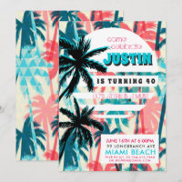 80s Miami Birthday Party Invitation