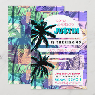 80s Miami Birthday Party Invitation