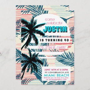 80s Miami Birthday Party Invitation