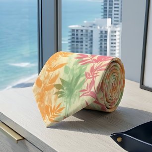 80's Miami Style Tropical Foliage Men's Necktie