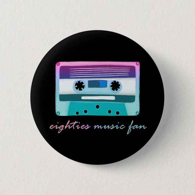 80s Music Fan 6 Cm Round Badge (Front)