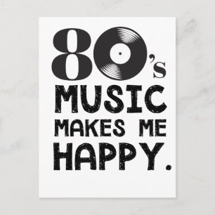 80S Music Make Me Happy Postcard
