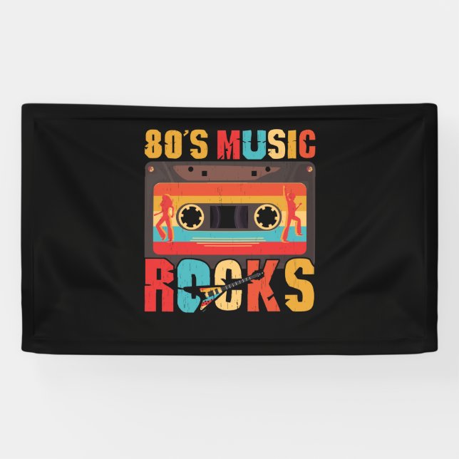 80s Music Rocks - Vintage Retro Distressed Banner (Horizontal)