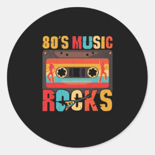 80s Music Rocks - Vintage Retro Distressed Classic Round Sticker