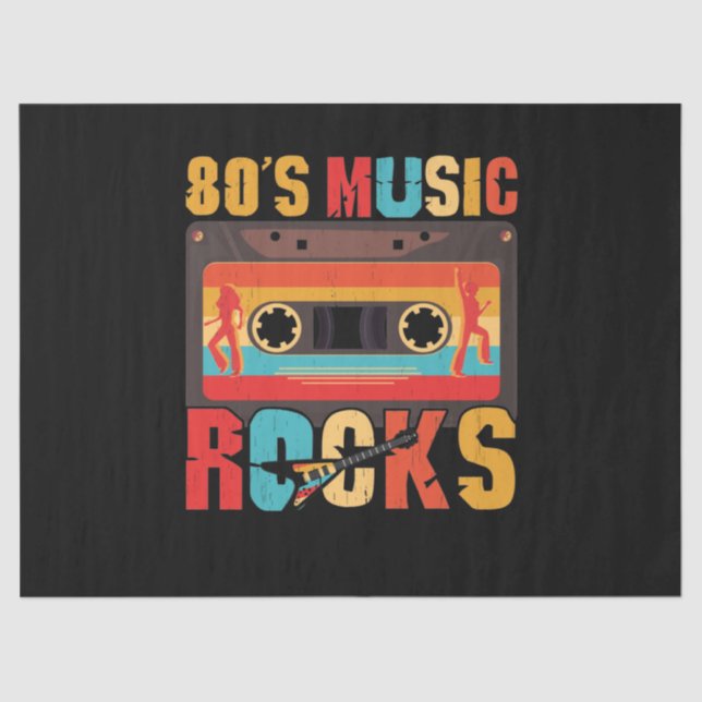 80s Music Rocks - Vintage Retro Distressed Tissue Paper (Front)